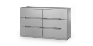 Manhattan 6 Drawer Wide Chest - Grey - Grey High Gloss - Lacquered MDF