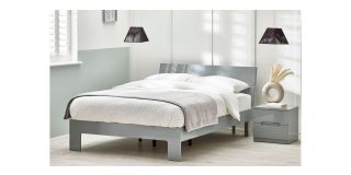 Manhattan High Gloss Bed - Grey - Grey High Gloss - Lacquered MDF - Other Sizes Available - Manhattan High Gloss Bed - Grey 150 cm
