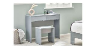 Manhattan Dressing Table with 2 Drawers - Grey - Grey High Gloss - Lacquered MDF