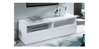 Manhattan High Gloss 2 Drawer Media Unit - White High Gloss Lacquer - Lacquered MDF