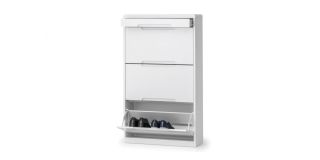 Manhattan Shoe Cabinet with Drawer - White - White High Gloss Lacquer - Lacquered MDF