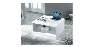 Manhattan High Gloss Square Coffee Table - White High Gloss Lacquer - Lacquered MDF