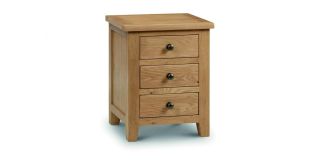 Marlborough Oak 3 Drawer Bedside - Waxed Oak - Solid Oak with Real Oak Veneers