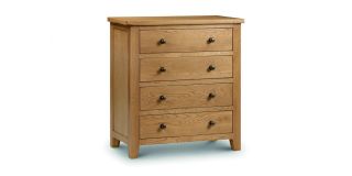 Marlborough Oak 4 Drawer Chest - Waxed Oak - Solid Oak with Real Oak Veneers