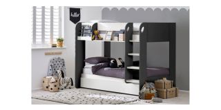 Mars Bunk & Underbed - Charcoal & White - White & Charcoal Grey Effect - Particleboard with Coloured Foil