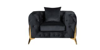 Matrix Black Fabric Armchair Plush Velvet With Chrome Legs