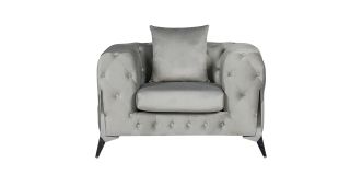 Matrix Grey Fabric Armchair Plush Velvet With Chrome Legs