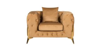 Matrix Coffee Fabric Armchair Plush Velvet With Chrome Legs