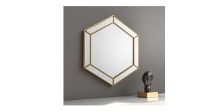 Melody Hexagonal Mirror - Gold