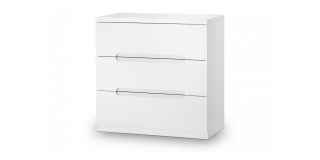 Manhattan 3 Drawer Chest - White - High Gloss Lacquer - Lacquered MDF