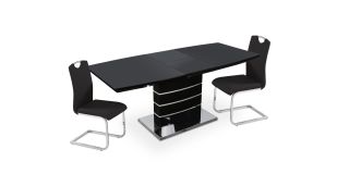 Milan 1.4m – 1.8m Black Extending Dining Table ONLY