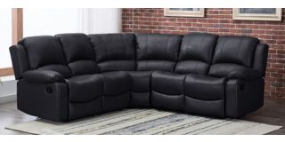 Minesota Bonded Leather Manual Reclining Corner Sofa Black