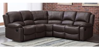 Minesota Bonded Leather Manual Reclining Corner Sofa Brown