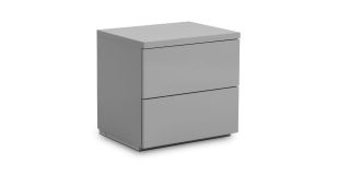 Monaco 2 Drawer Bedside - Grey High Gloss - Grey High Gloss