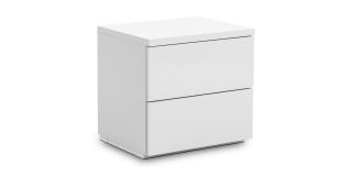 Monaco 2 Drawer Bedside - White High Gloss - White High Gloss