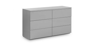 Monaco 6 Drawer Wide Chest - Grey High Gloss - Grey High Gloss