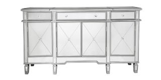 Maya Silver 3 Drawer 4 Door Mirror Cabinet