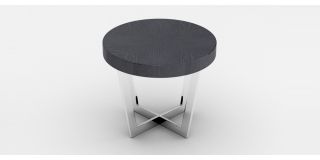 Napoli Circular End Table High Gloss with Polished Stainless Steel