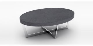 Napoli Oval Coffee Table High Gloss with Polished Stainless Steel