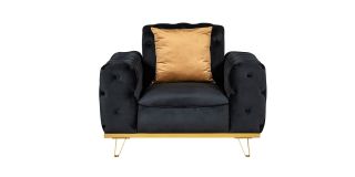 Nexa Black Fabric Armchair Plush Velvet With Chrome Legs