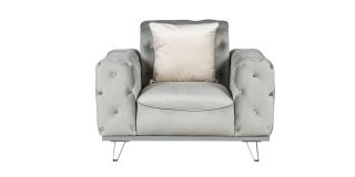 Nexa Grey Fabric Armchair Plush Velvet With Chrome Legs
