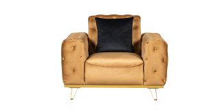 Nexa Coffee Fabric Armchair Plush Velvet With Chrome Legs