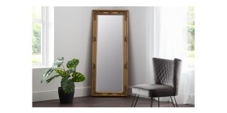 Palais Gold Lean-to Dress Mirror - Gold Effect Lacquered Finish - Molded Resin on Wooden Frame