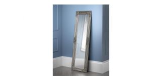 Palais Pewter Dress Mirror - Pewter Effect Lacquered Finish - Molded Resin on Wooden Frame