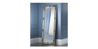 Palais Pewter Lean-to Dress Mirror - Pewter Effect Lacquered Finish - Molded Resin on Wooden Frame