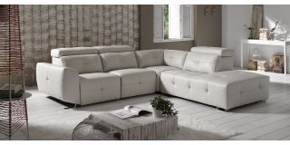 Zaira Semi Aniline Leather Corner Sofa LHF Cream Pedro Ortiz Hand Made Sofa