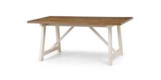 Pembroke Dining Table - Oak Veneered Top with an Ivory Lacquered Base - Solid Malaysian Hardwood and Veneers
