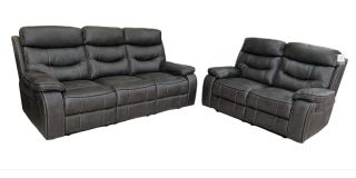 Gabriel 3 + 2 Grey Manual Recliners Endurance Fabric With Contrast Stitching