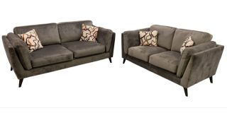 Blake 3 + 2 Brown Fabric Sofa With Wooden Legs And Scatter Cushions - Other Colours Available