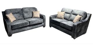 Tasha Dark Grey 3 + 2 Fabric Sofa Set With Wooden Legs And Cushions - Other Colours Available