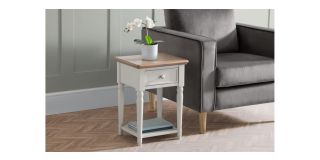 Provence 1 Drawer Lamp Table - Grey Lacquer
