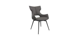 Raffaello Leather Swivel Dining Chair Grey (Per Pair)