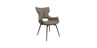Raffaello Leather Swivel Dining Chair Taupe (Per Pair)