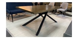 1.8m Wooden Dining Table With Metal Base Ex-Display 50856