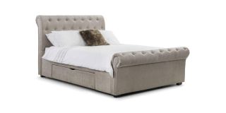 Ravello Storage Bed with 2 Drawers - Mink Chenille - Hardwood Frame - Other Sizes Available - 135cm 150cm 180cm