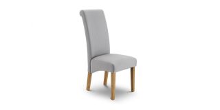 Rio Scrollback Dining Chair - Shale Linen - Light Oak Effect - Hardwood Frame