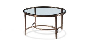 Ritz Circular Coffee Table Brushed Antique Brass Finish on Stainless Steel with Clear Glass