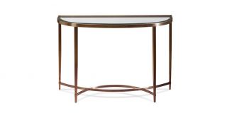 Ritz Console Table Brushed Antique Brass Finish on Stainless Steel with Clear Glass