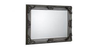 Rococo Pewter Wall Mirror - Pewter Effect Lacquered Finish - Molded Resin on Wooden Frame