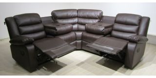 Roman Large 2C2 Recliner Fabric Corner Sofa Brown With Double Drop Down Drinks Holders - 6 Weeks Delivery