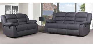 Roman Recliner Leather Sofa Set 3 + 2 Seater Grey Bonded Leather
