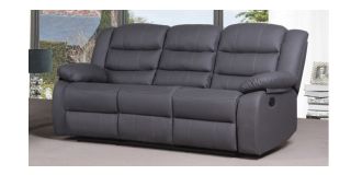 Roman Recliner Leather Sofa 3 Seater Grey Bonded Leather