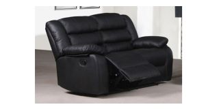 Roman Black Recliner Leather Sofa 2 Seater Bonded Leather
