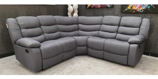 Roman Large 2C2 Recliner Fabric Corner Sofa Grey With Double Drop Down Drinks Holders - 6 Weeks Delivery