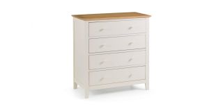 Salerno 2-Tone 4 Drawer Chest - Low Sheen Lacquer - Solid Oak with Real Oak Veneers
