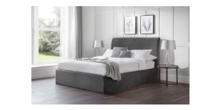 Sanderson Diamond Quilted Velvet Ottoman Bed - Grey Velvet - Other Sizes Available - 135cm 150cm 180cm